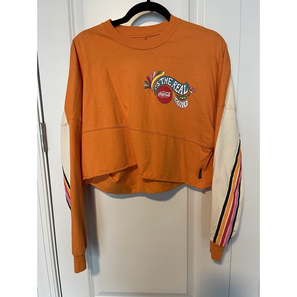 Coca Cola Spirit‎ Jersey 1971 Orange Crop Top Pull Over Sweatshirt Small